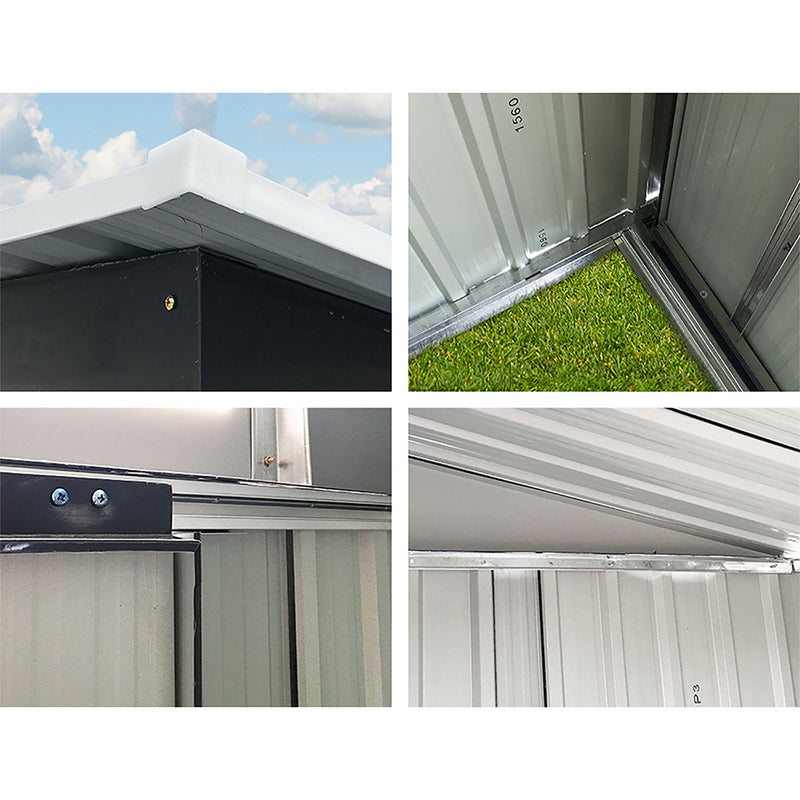 Giantz 1.94 x 1.21m metal Base Garden Shed - Grey