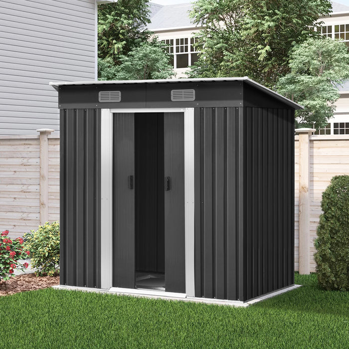 Giantz 1.94 x 1.21m metal Base Garden Shed - Grey