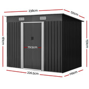 Giantz 2.38 x 1.31m Steel Garden Shed - Grey