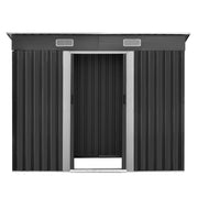 Giantz 2.38 x 1.31m Steel Garden Shed - Grey