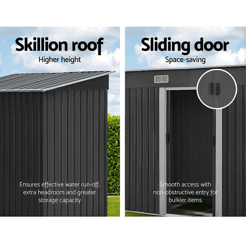 Giantz 2.38 x 1.31m Steel Garden Shed - Grey