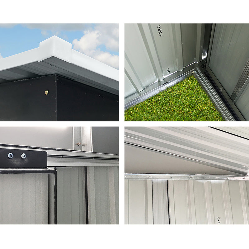 Giantz 2.38 x 1.31m Steel Garden Shed - Grey