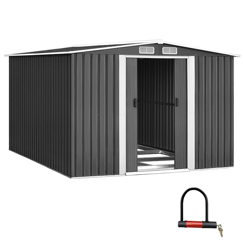 Giantz 2.02 x 3.2m Metal Shed - Grey