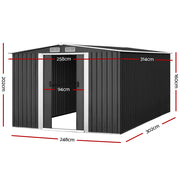 Giantz 2.02 x 3.2m Metal Shed - Grey