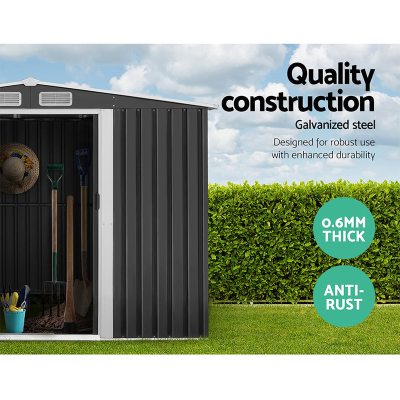Giantz 2.02 x 3.2m Metal Shed - Grey