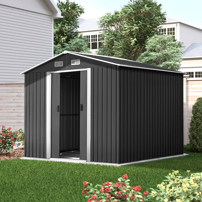 Giantz 2.02 x 3.2m Metal Shed - Grey