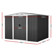 Giantz 2.05 x 2.57m Steel Base Garden Shed - Grey