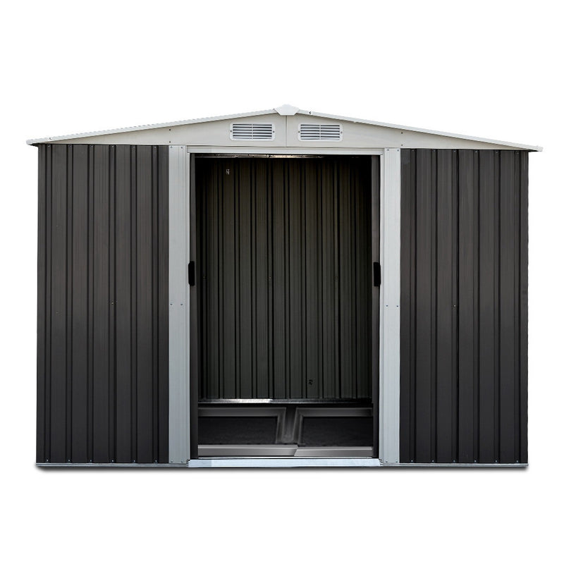 Giantz 2.05 x 2.57m Steel Base Garden Shed - Grey