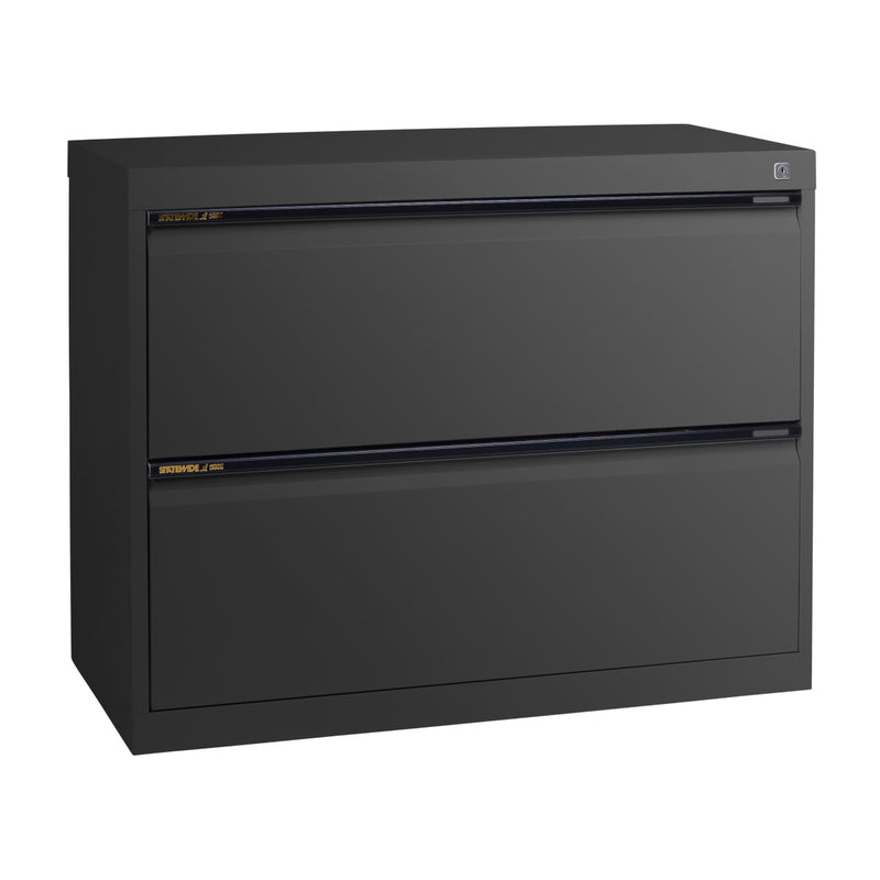 Statewide Lateral Filing Cabinets 2 Drawers - 715H x 900W x 455D Black Ripple