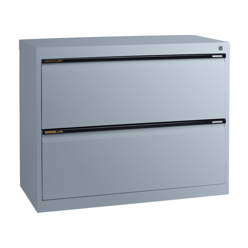 Statewide Lateral Filing Cabinets 2 Drawers - 715H x 900W x 455D Precious Silver