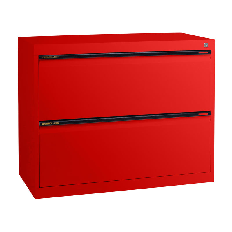Statewide Lateral Filing Cabinets 2 Drawers - 715H x 900W x 455D Signal Red