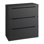 Statewide Lateral Filing Cabinets 3 Drawers - 1020H x 900W x 455D Black Ripple