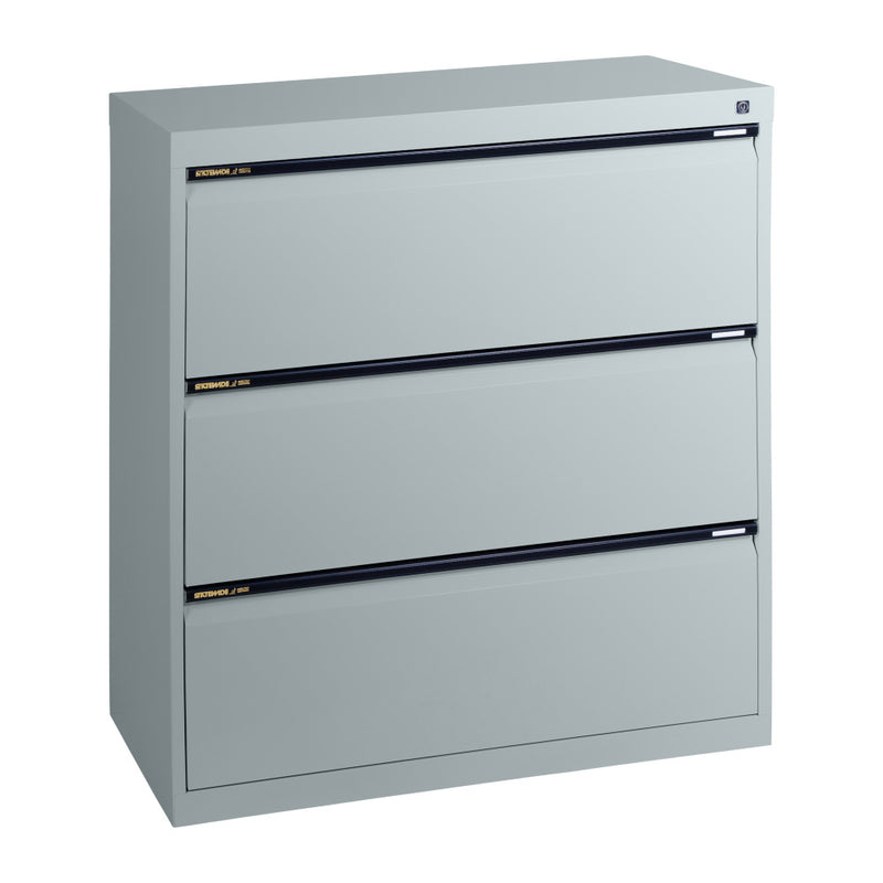Statewide Lateral Filing Cabinets 3 Drawers - 1020H x 900W x 455D Light Grey