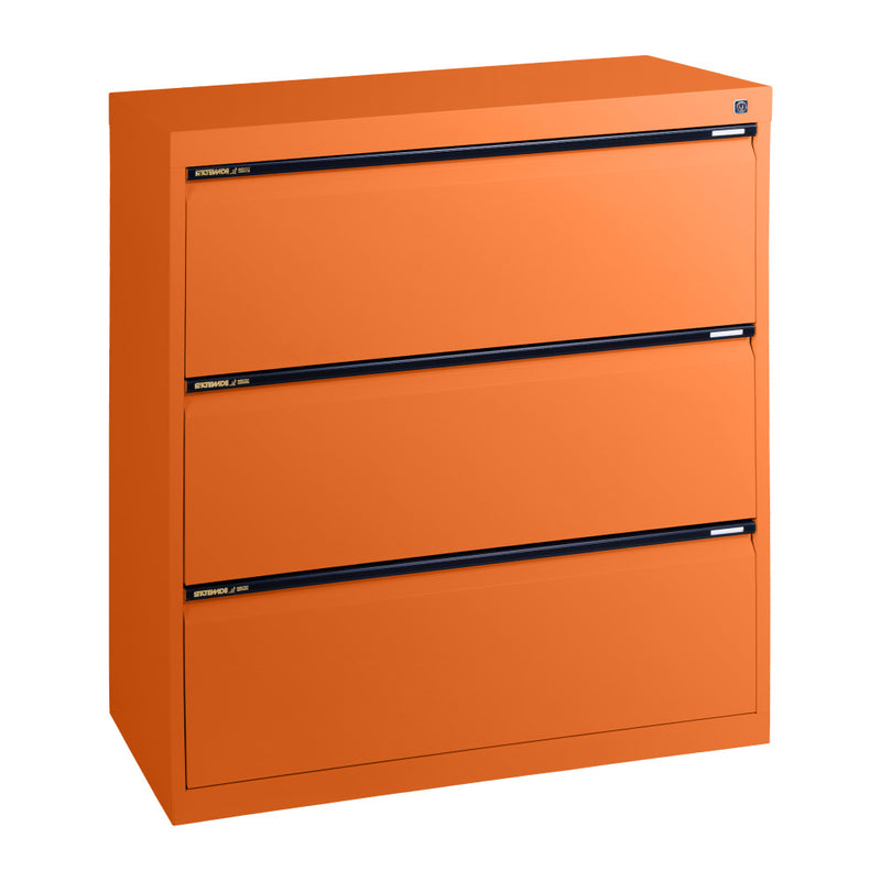 Statewide Lateral Filing Cabinets 3 Drawers - 1020H x 900W x 455D Orange