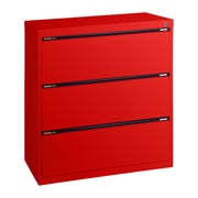 Statewide Lateral Filing Cabinets 3 Drawers - 1020H x 900W x 455D Signal Red