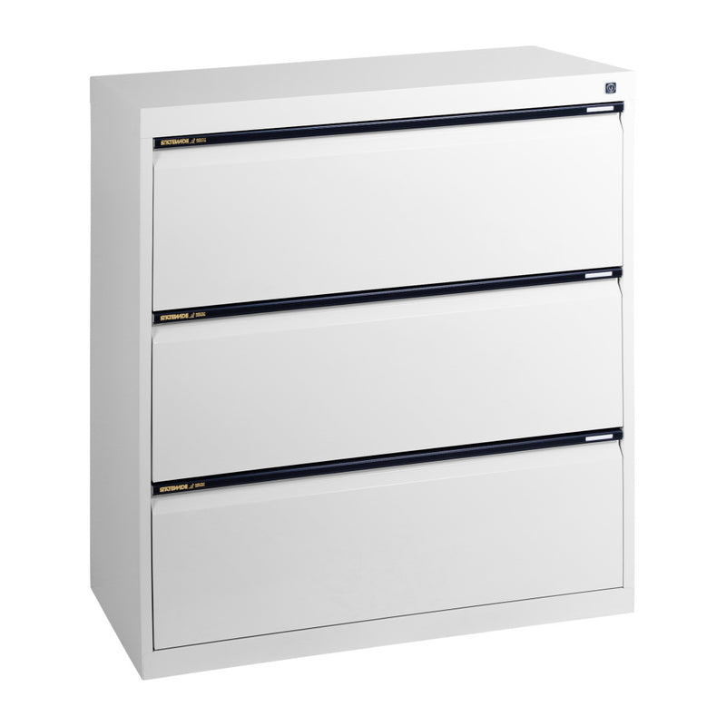 Statewide Lateral Filing Cabinets 3 Drawers - 1020H x 900W x 455D White Birch