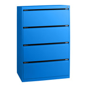 Statewide Lateral Filing Cabinets 4 Drawers - 1325H x 900W x 455D Blaze Blue