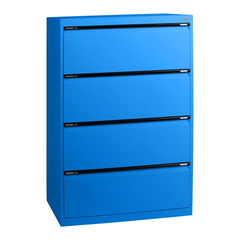 Statewide Lateral Filing Cabinets 4 Drawers - 1325H x 900W x 455D Blaze Blue
