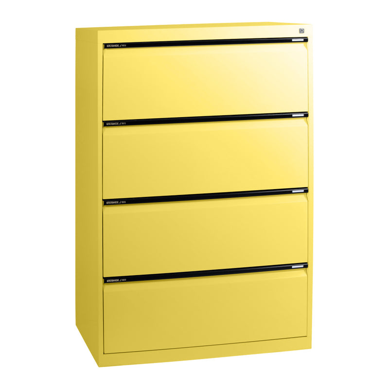 Statewide Lateral Filing Cabinets 4 Drawers - 1325H x 900W x 455D Lemon Yellow