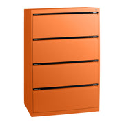 Statewide Lateral Filing Cabinets 4 Drawers - 1325H x 900W x 455D Orange