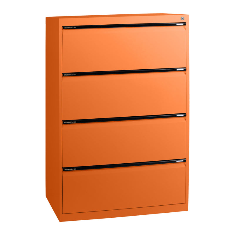 Statewide Lateral Filing Cabinets 4 Drawers - 1325H x 900W x 455D Orange
