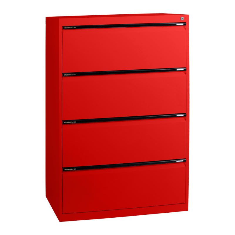 Statewide Lateral Filing Cabinets 4 Drawers - 1325H x 900W x 455D Signal Red
