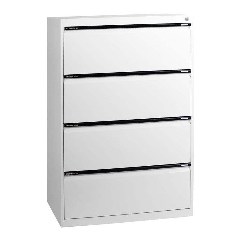 Statewide Lateral Filing Cabinets 4 Drawers - 1325H x 900W x 455D White Birch