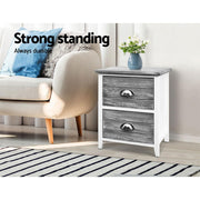 Artiss Set of 2 Sage Bedside Tables - Grey