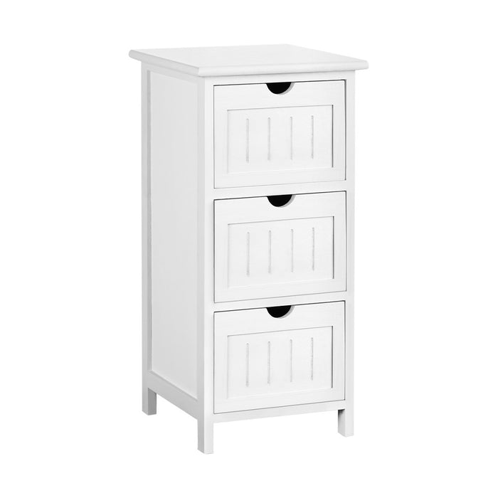 Artiss 3-drawer Rustic Storage Cabinet - White