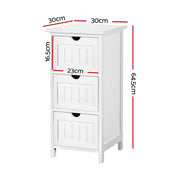 Artiss 3-drawer Rustic Storage Cabinet - White