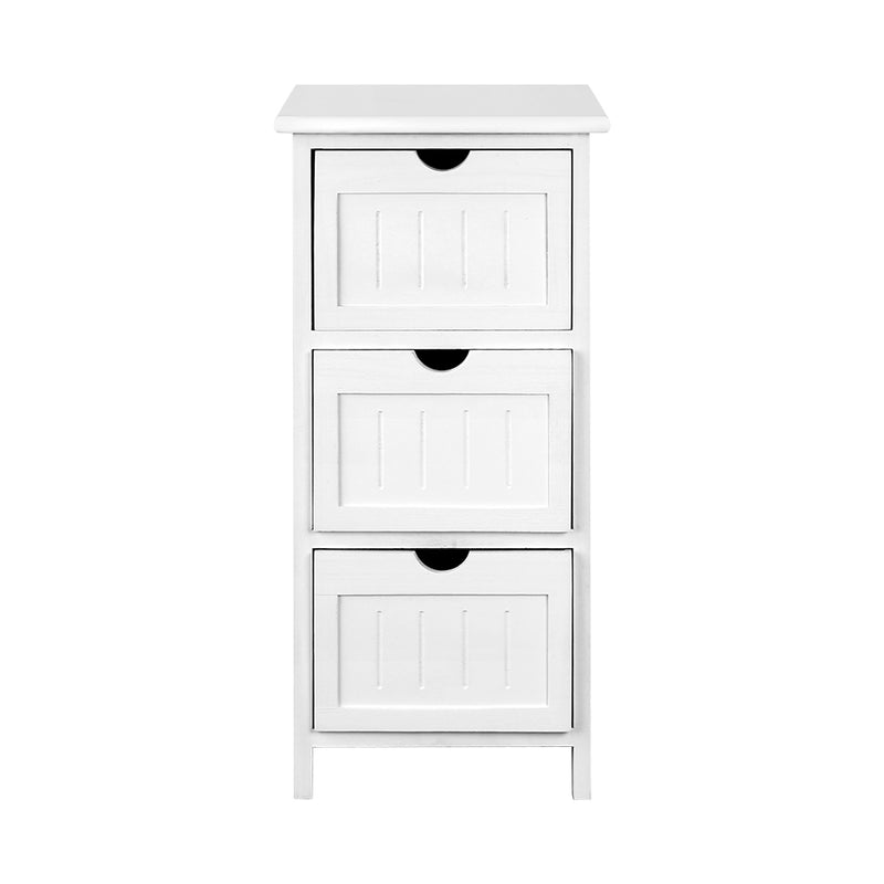 Artiss 3-drawer Rustic Storage Cabinet - White