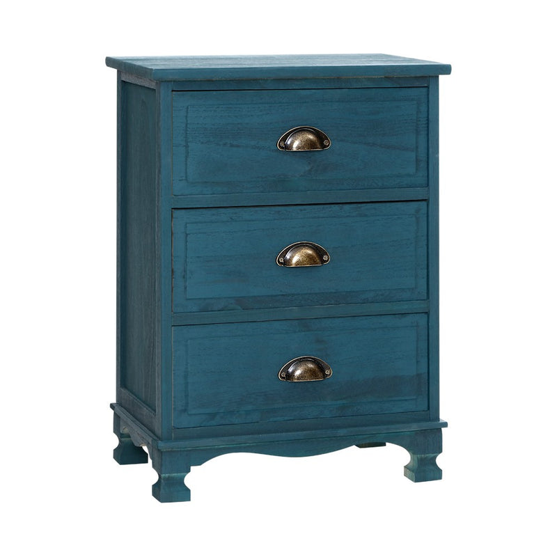Artiss Bedside Tables Drawers Side Table Cabinet Vintage Blue Storage Nightstand Default Title