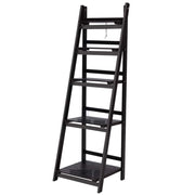 Artiss Display Shelf 5 Tier Wooden Ladder Stand Storage Book Shelves Rack Coffee Black