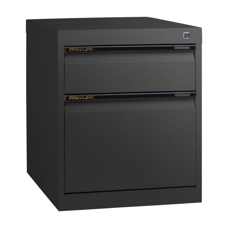 Statewide Low Height Filing Cabinet 1 File Drawer & 1 Personal Drawer - 560H x 467W x 610D Black Ripple