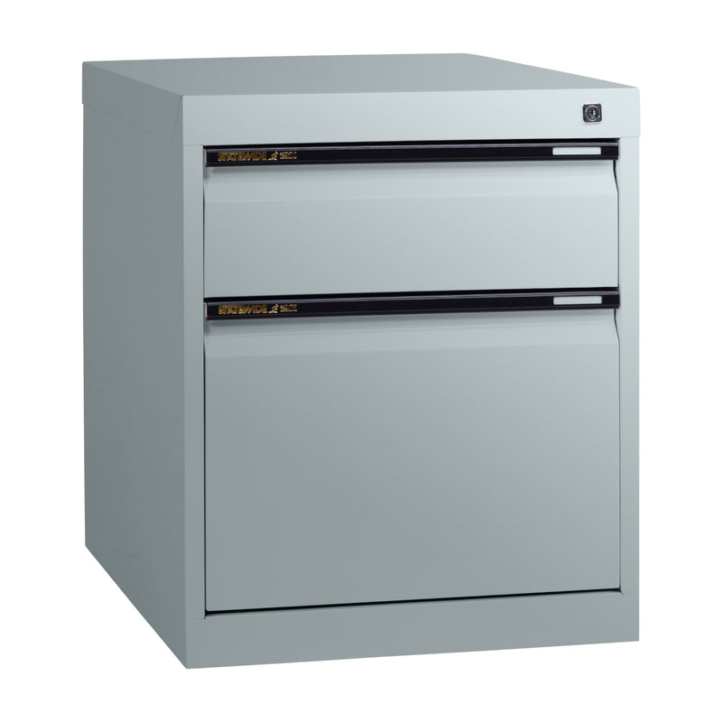 Statewide Low Height Filing Cabinet 1 File Drawer & 1 Personal Drawer - 560H x 467W x 610D Precious Silver