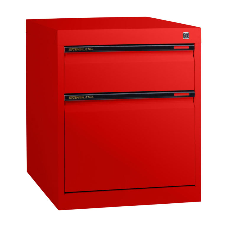 Statewide Low Height Filing Cabinet 1 File Drawer & 1 Personal Drawer - 560H x 467W x 610D Signal Red
