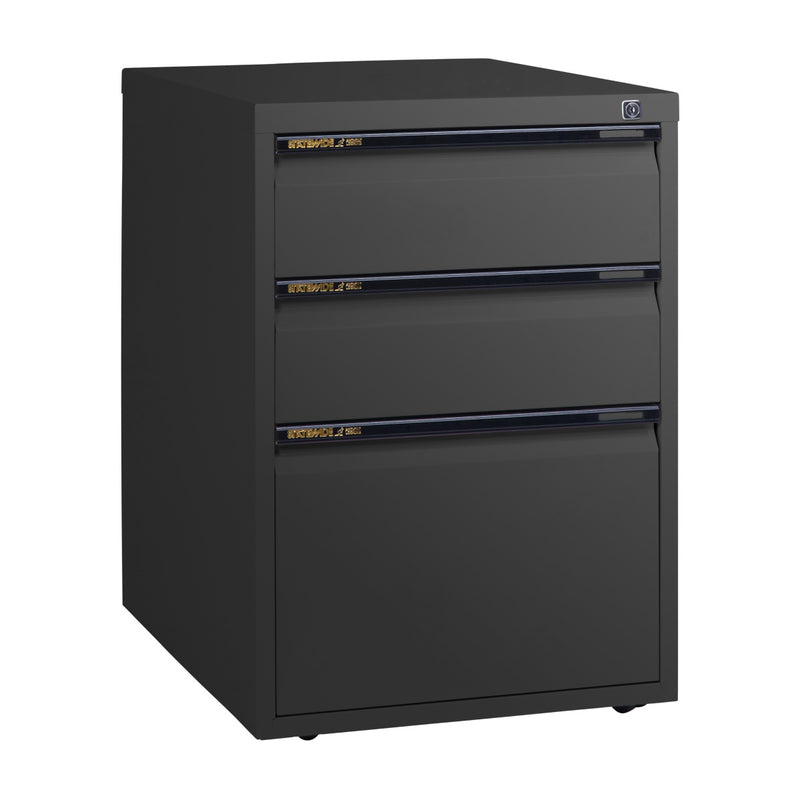 Statewide Low Height Filing Cabinet 1 File Drawer & 2 Personal Drawer - 675H x 467W x 610D Black Ripple