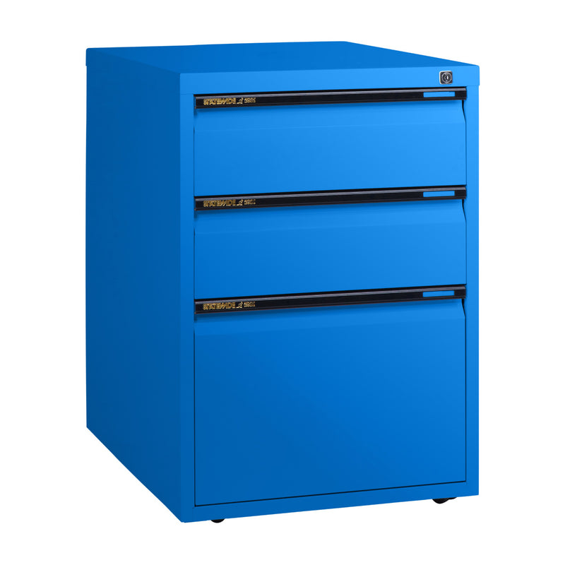 Statewide Low Height Filing Cabinet 1 File Drawer & 2 Personal Drawer - 675H x 467W x 610D Blaze Blue