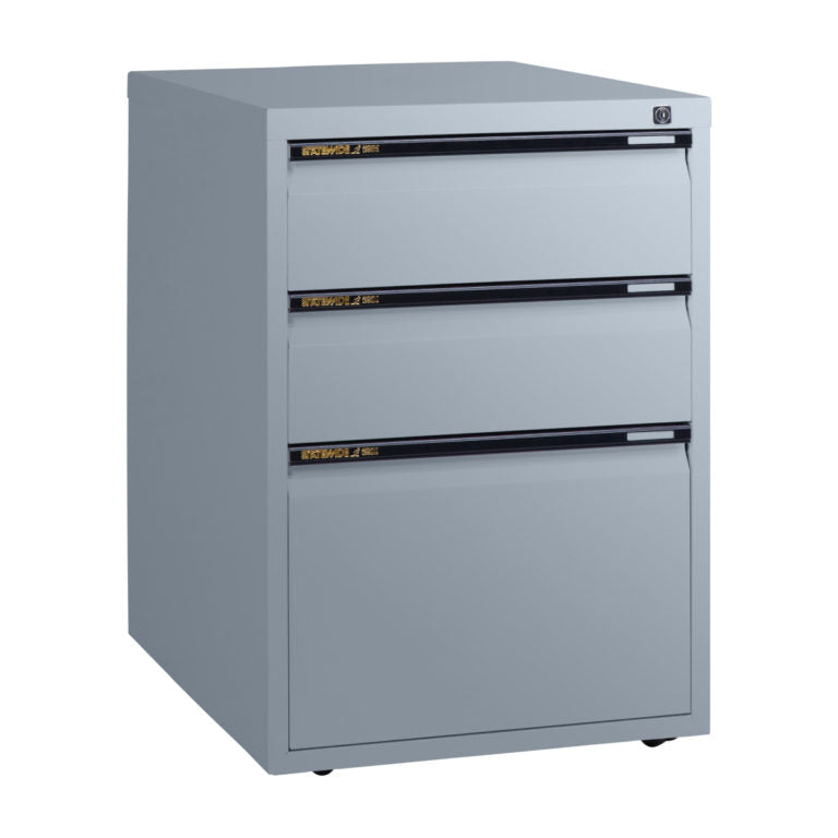 Statewide Low Height Filing Cabinet 1 File Drawer & 2 Personal Drawer - 675H x 467W x 610D Precious Silver