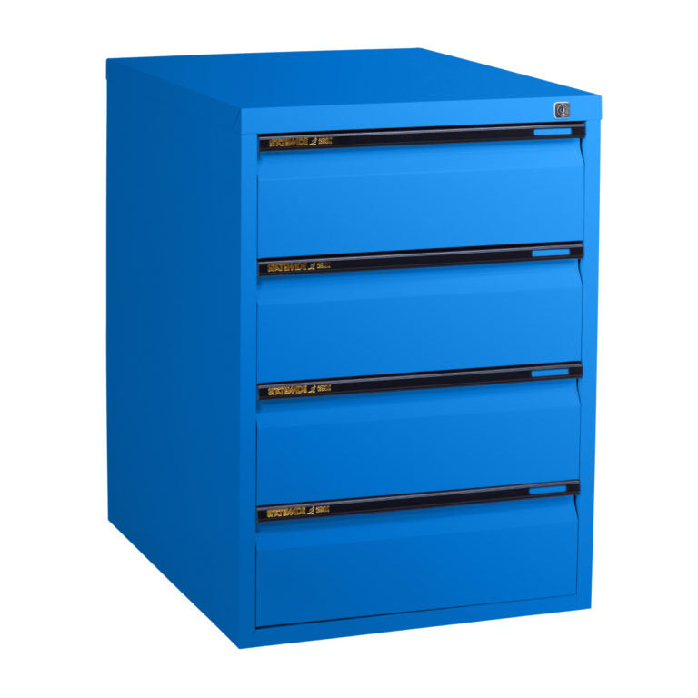 Statewide Low Height Filing Cabinet 4 Personal Drawer - 675H x 467W x 610D Blaze Blue