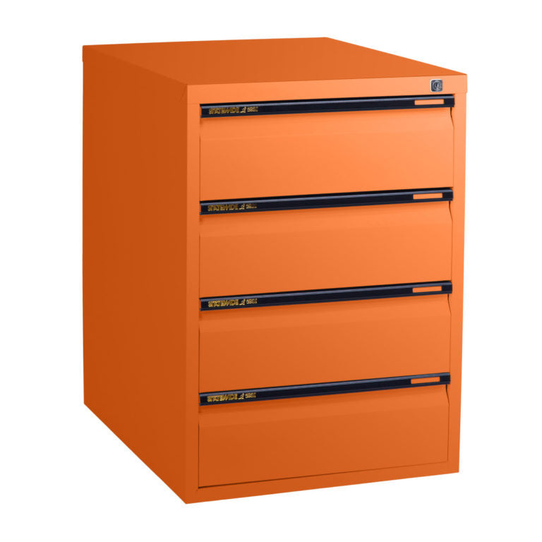 Statewide Low Height Filing Cabinet 4 Personal Drawer - 675H x 467W x 610D Orange
