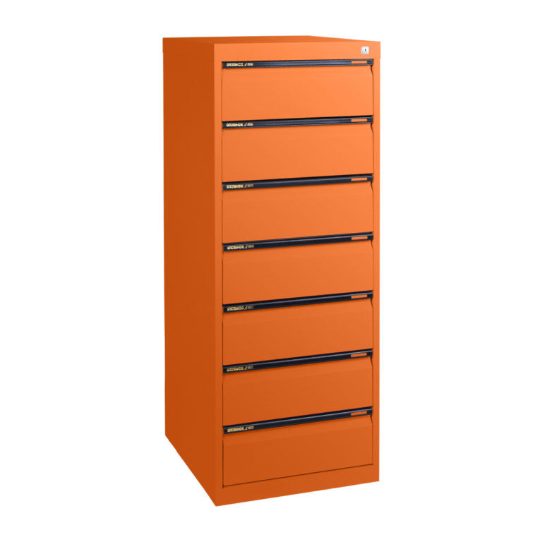 Statewide CD Cabinet to suit standard CD Cases 7 Drawer - 1325h x 510w x 610d Orange
