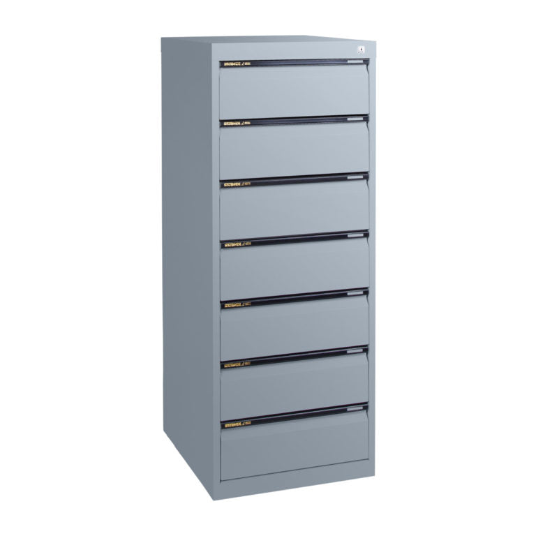 Statewide Duplex Card Cabinet to suit 9×6 Cards (228mm x 153mm) 7 Drawer - 1530h x 560w x 610d Precious Silver