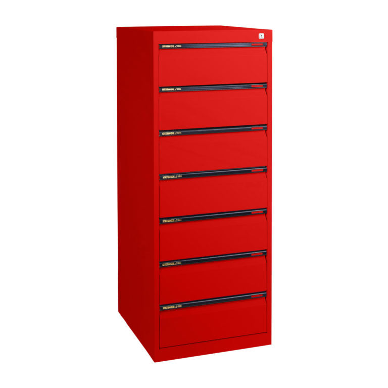 Statewide Duplex Card Cabinet to suit 9×6 Cards (228mm x 153mm) 7 Drawer - 1530h x 560w x 610d Signal Red