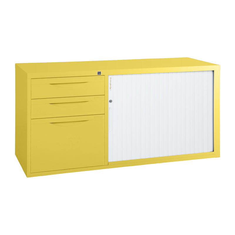 Statewide Mobile Caddy with Tambour Door Lemon Yellow