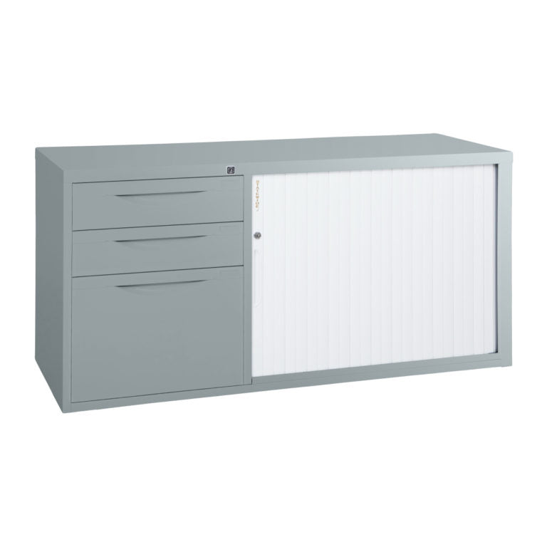 Statewide Mobile Caddy with Tambour Door Light Grey