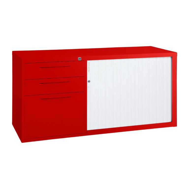 Statewide Mobile Caddy with Tambour Door Signal Red