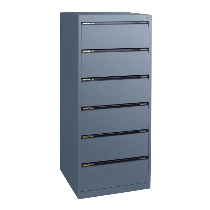 Statewide Duplex Card Cabinet to suit 6×4 Card (150mm x 100mm) 6 Drawer - 1018h x 467w x 610d Precious Silver