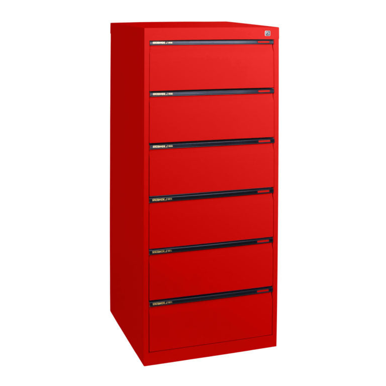 Statewide Duplex Card Cabinet to suit 6×4 Card (150mm x 100mm) 6 Drawer - 1018h x 467w x 610d Signal Red
