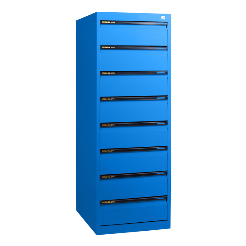 Statewide Duplex Card Cabinet to suit 8×5 Card (200mm x 125mm) 8 Drawer - 1500h x 510w x 610d Blaze Blue